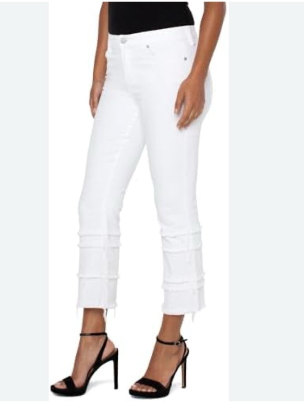 Liverpool - Hannah Cropped Flare Jeans with Frayed Tiered Hem